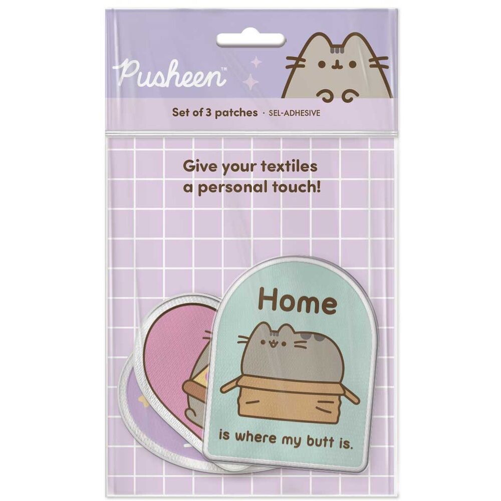 Set de tres parches Pusheen con diseños de descanso, hogar y pizza - 2