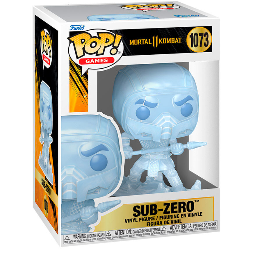 Figura Funko POP! de Sub-Zero de Mortal Kombat 11 en azul sobre una base de hielo - 2