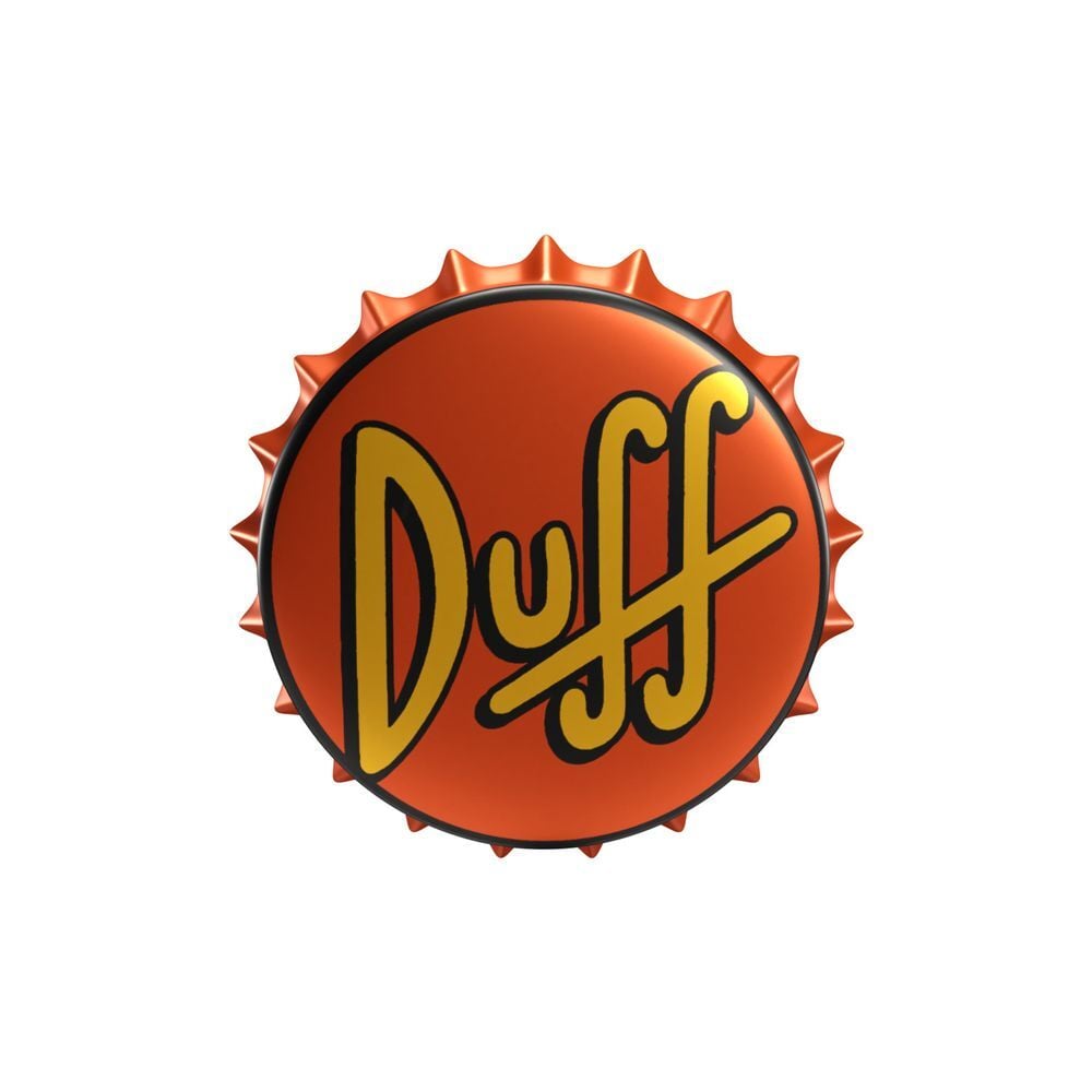 Imán abrebotellas Duff de Los Simpsons con diseño de chapa naranja