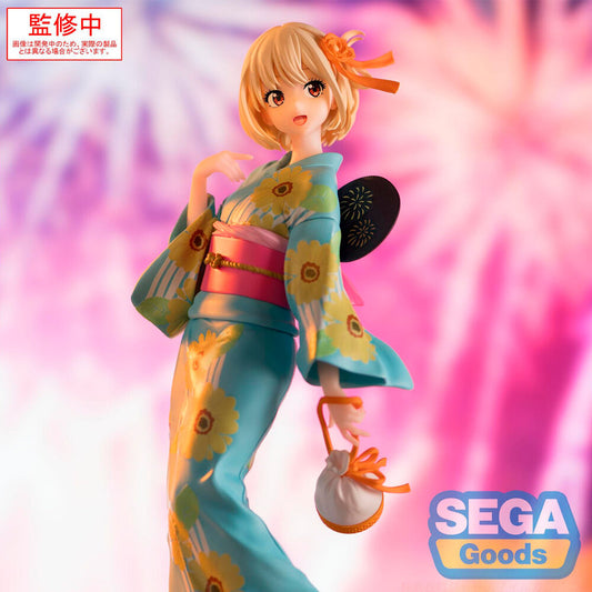 Figura de Chisato Nishikigi con yukata turquesa floral y base transparente - 3