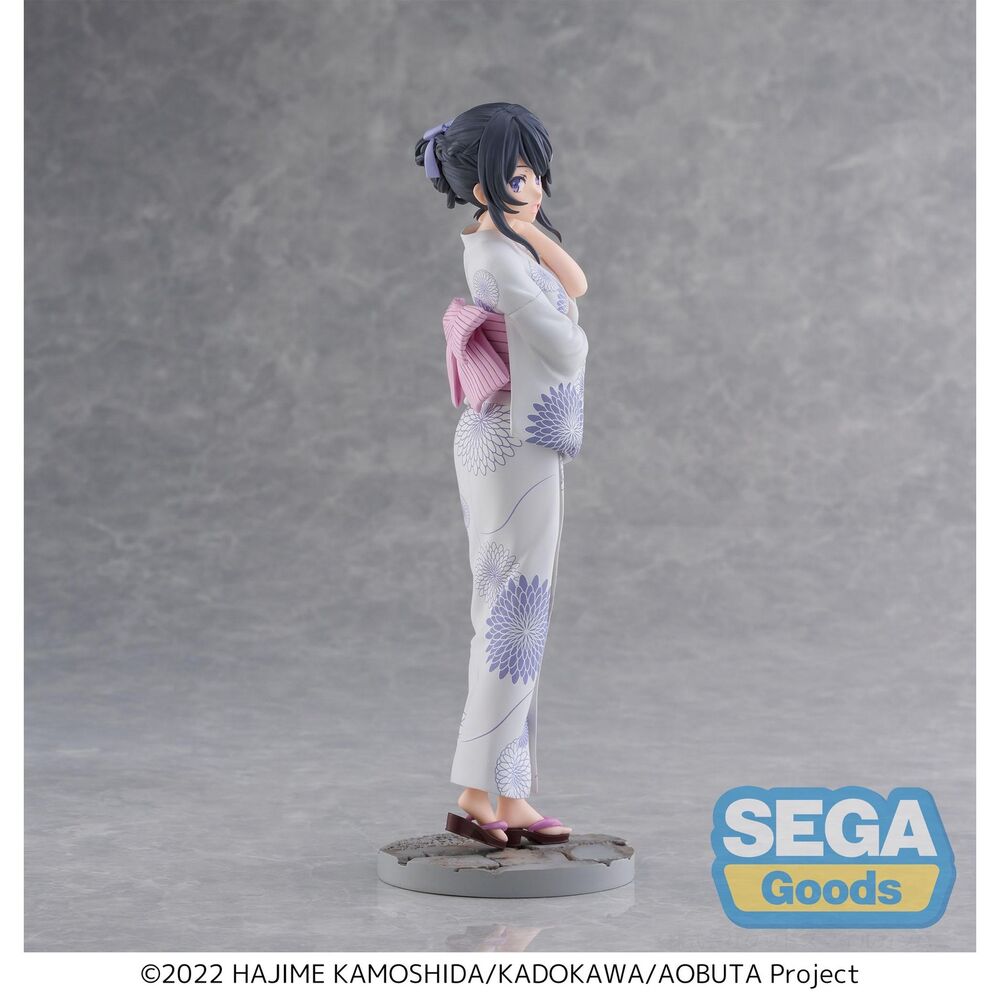 Figura de Mai Sakurajima con yukata blanco de flores moradas - 3