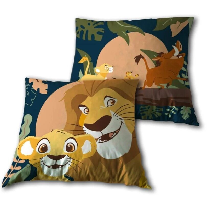 Cojín Disney de El Rey León con leones y vegetación selvática