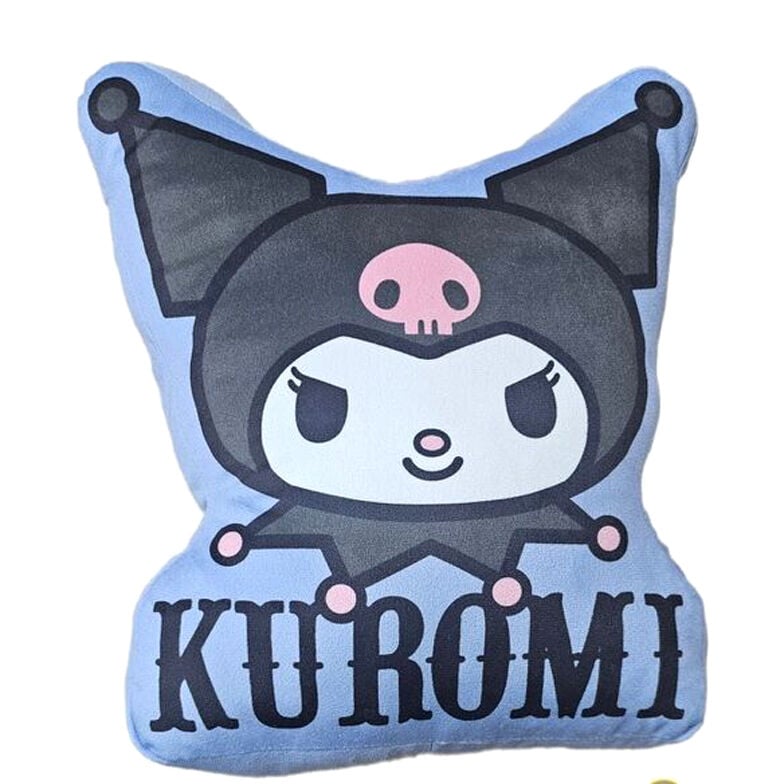 Cojín 3D de Kuromi SANRIO en tonos azul, gris, negro y rosa