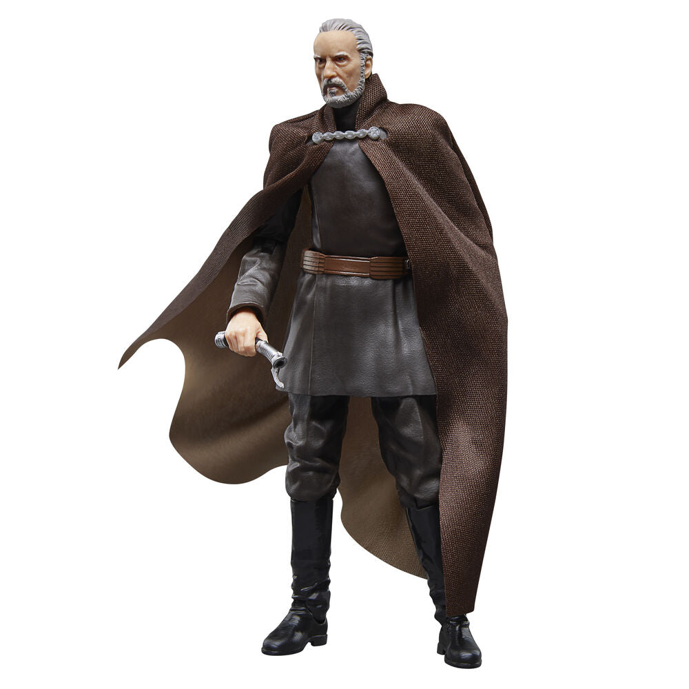 Figura articulada de Count Dooku Star Wars con capa marrón y sable de luz rojo - 12