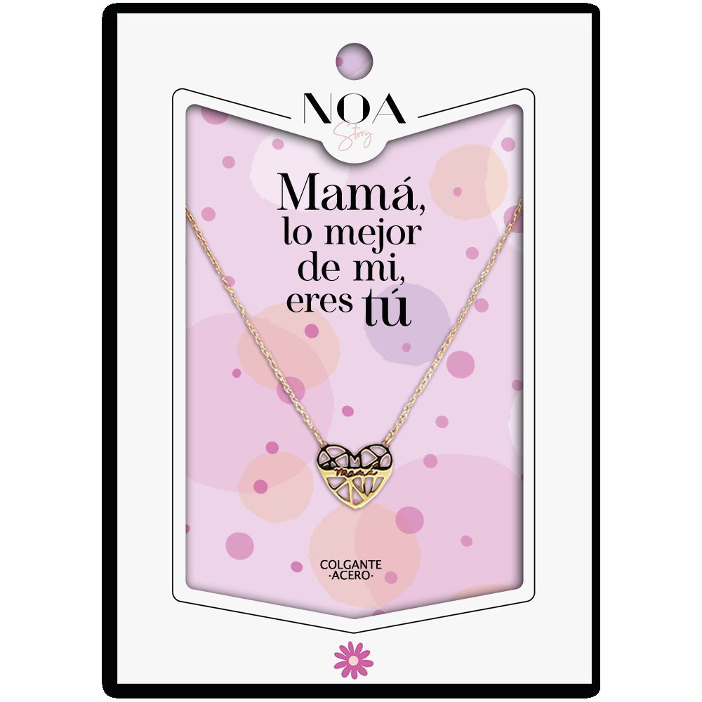 Colgante corazón de acero dorado para mamá NOA STORY