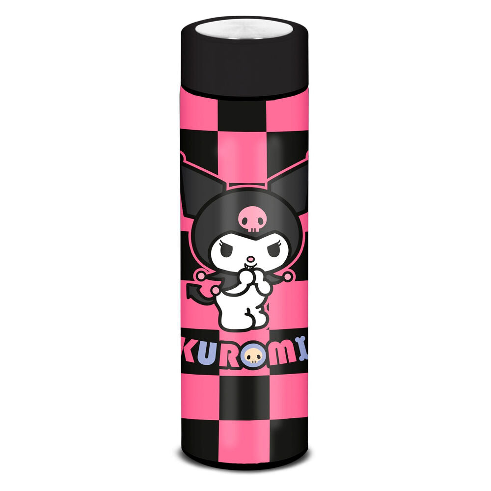 Botella de acero inoxidable Kuromi Chess rosa y negra de 500 ml