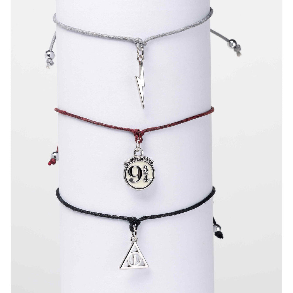 Set de tres pulseras Harry Potter con símbolos de la saga - 3