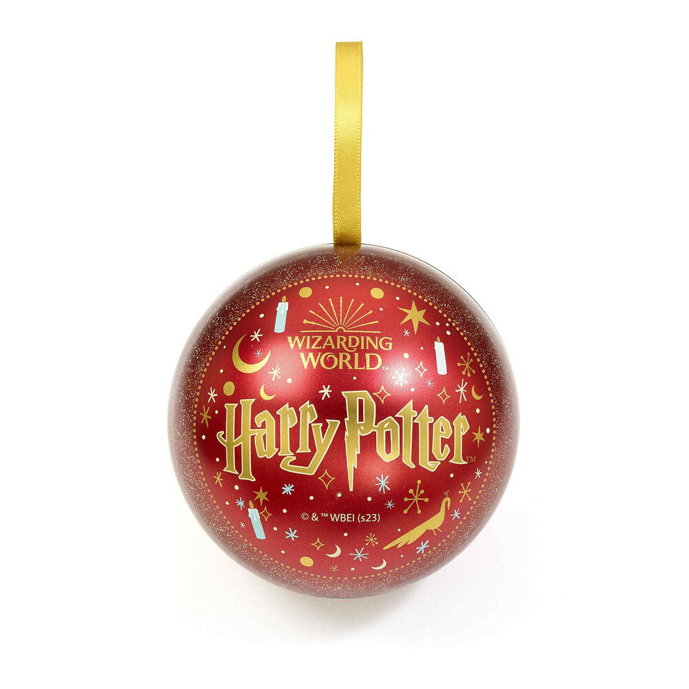 Bola de Navidad roja de Harry Potter con llavero dorado del Sombrero Seleccionador - 3