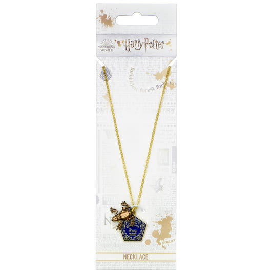 Colgante dorado Rana de Chocolate de Harry Potter con placa azul - 2