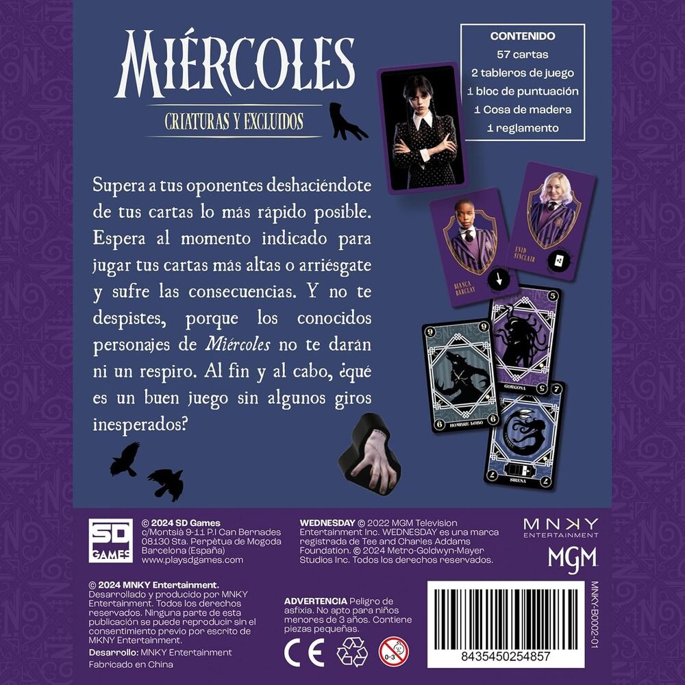 Caja del juego de cartas Miércoles: Criaturas y Excluidos - 4