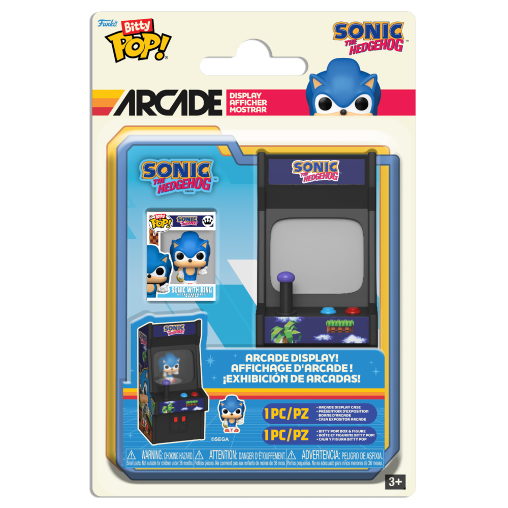 Figura Funko Bitty POP! de Sonic junto a una máquina arcade - 2