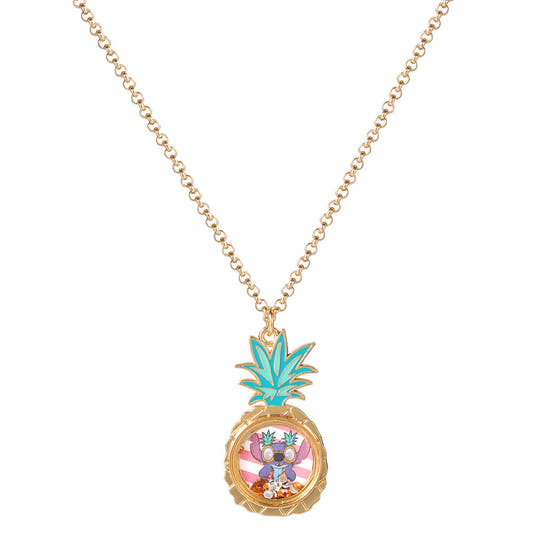 Colgante dorado con piña esmaltada y Stitch Disney - 2