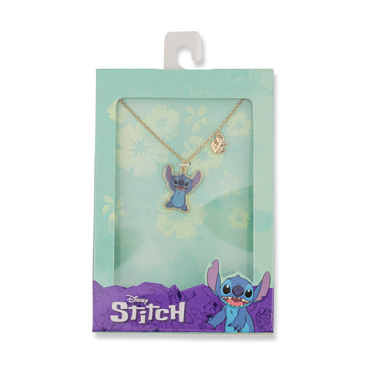 Colgante dorado de Stitch Disney con detalle de hoja - 3