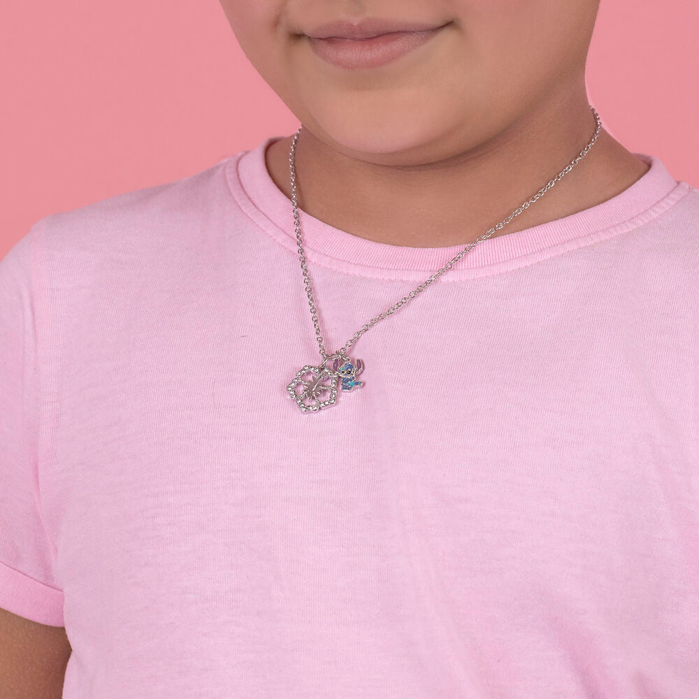 Colgante plateado de Stitch Disney con flor decorativa - 3