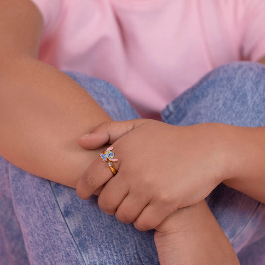 Anillo Stitch Disney chapado en oro con piedra transparente - 3