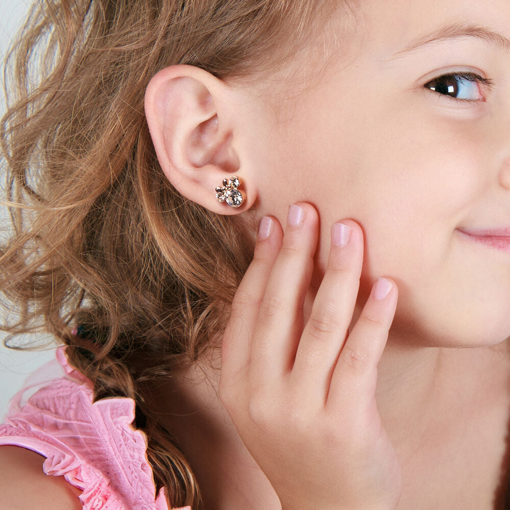 Pendientes Minnie Disney con lazo, tono oro rosa y piedras transparentes - 4