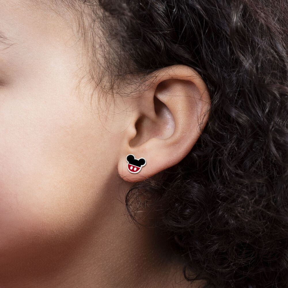 Pendientes Disney de Minnie y Mickey con esmalte rojo y negro - 5