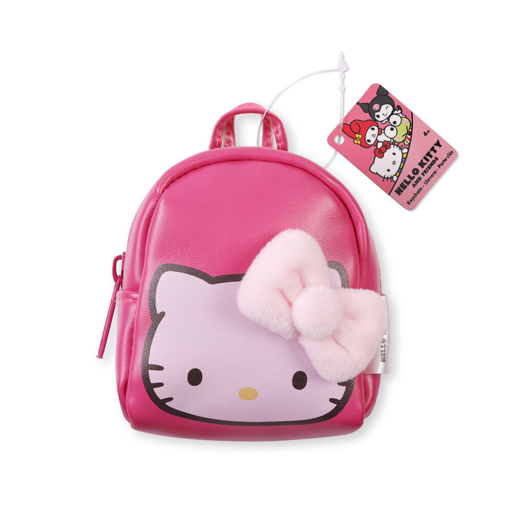 Llavero mini mochila rosa de Hello Kitty con lazo 3D - 3