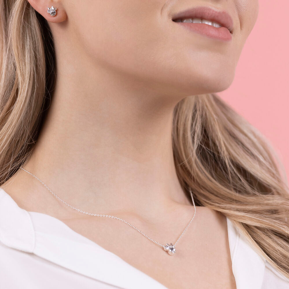 Set de collar y pendientes Minnie Disney chapado en plata con cristales transparentes - 4