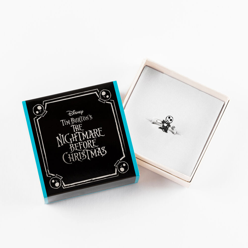 Anillo plateado ajustable de Jack Skellington con piedra transparente - 4