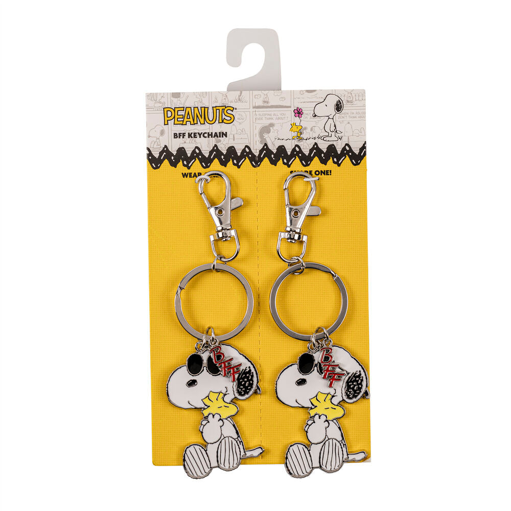 Set de dos llaveros plateados de Snoopy con colgantes BFF - 2