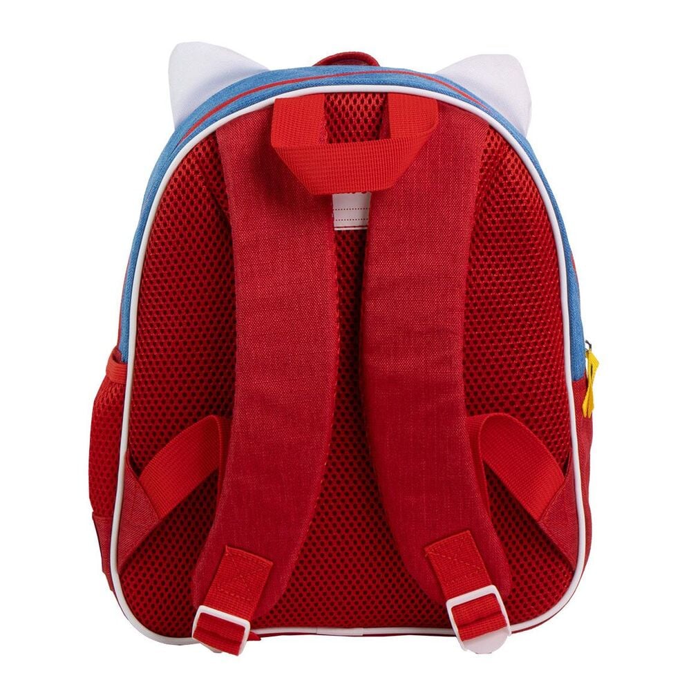 Mochila Hello Kitty roja y azul de 30 cm con bolsillo frontal - 2
