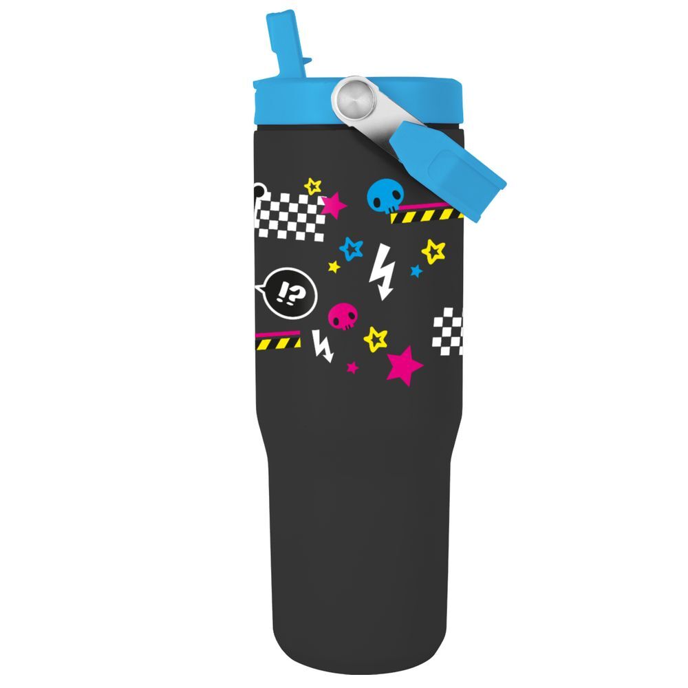 Vaso termo negro de Kuromi Hello Kitty con tapa y asa azul - 4