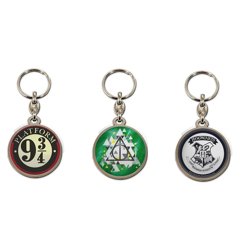 Llaveros metálicos Harry Potter surtidos con motivos de Hogwarts y Platform 9¾
