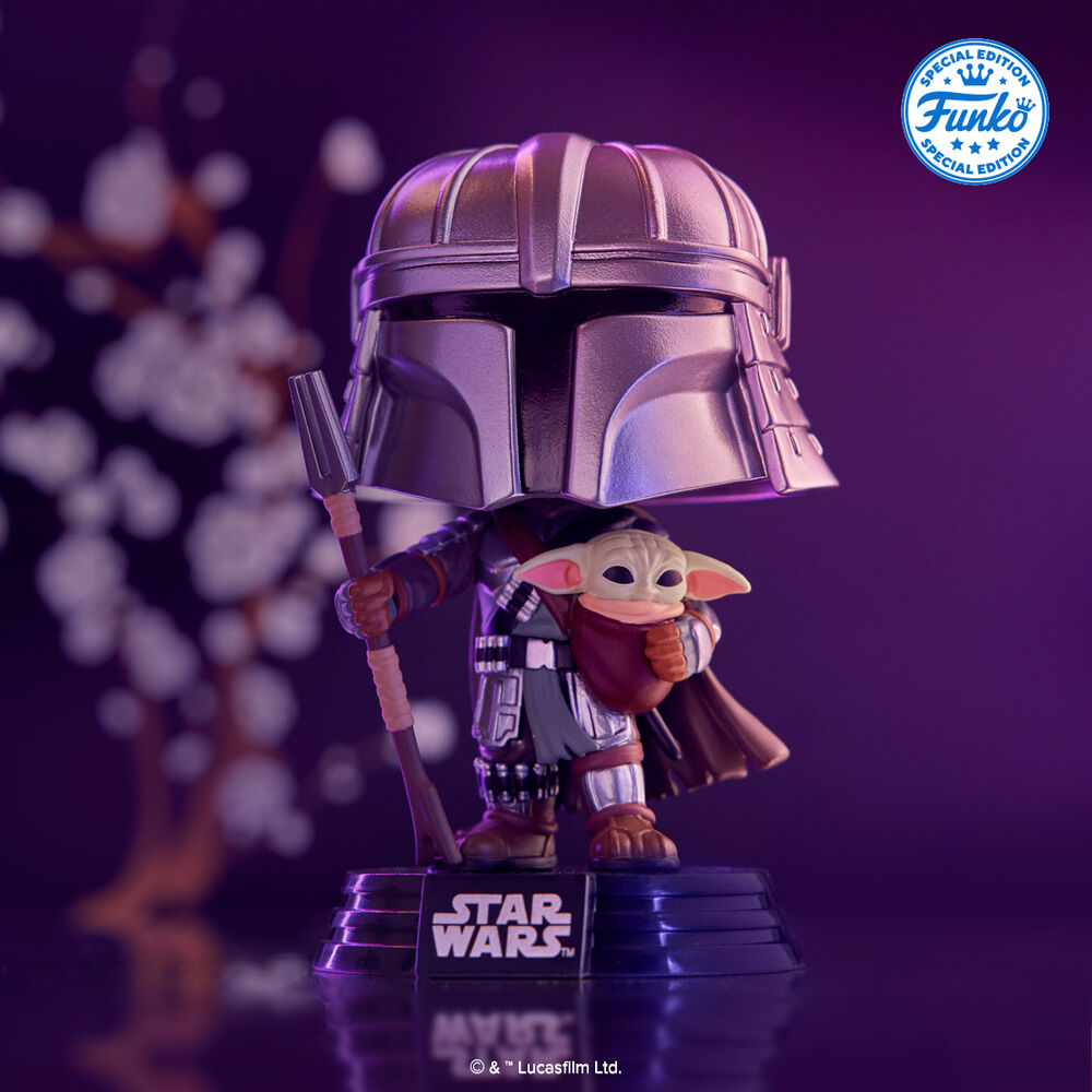 Figura Funko POP! Mandalorian con Grogu Star Wars Impressions - 3