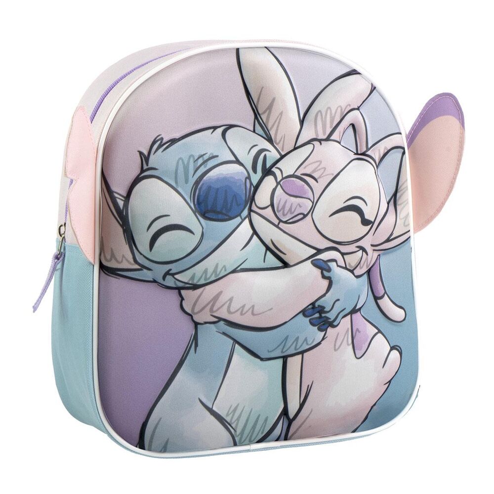 Mochila 3D de Stitch Disney en tonos lavanda, azul y rosa