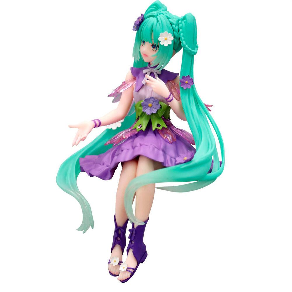 Figura Noodle Stopper de Hatsune Miku con vestido violeta y flores - 3