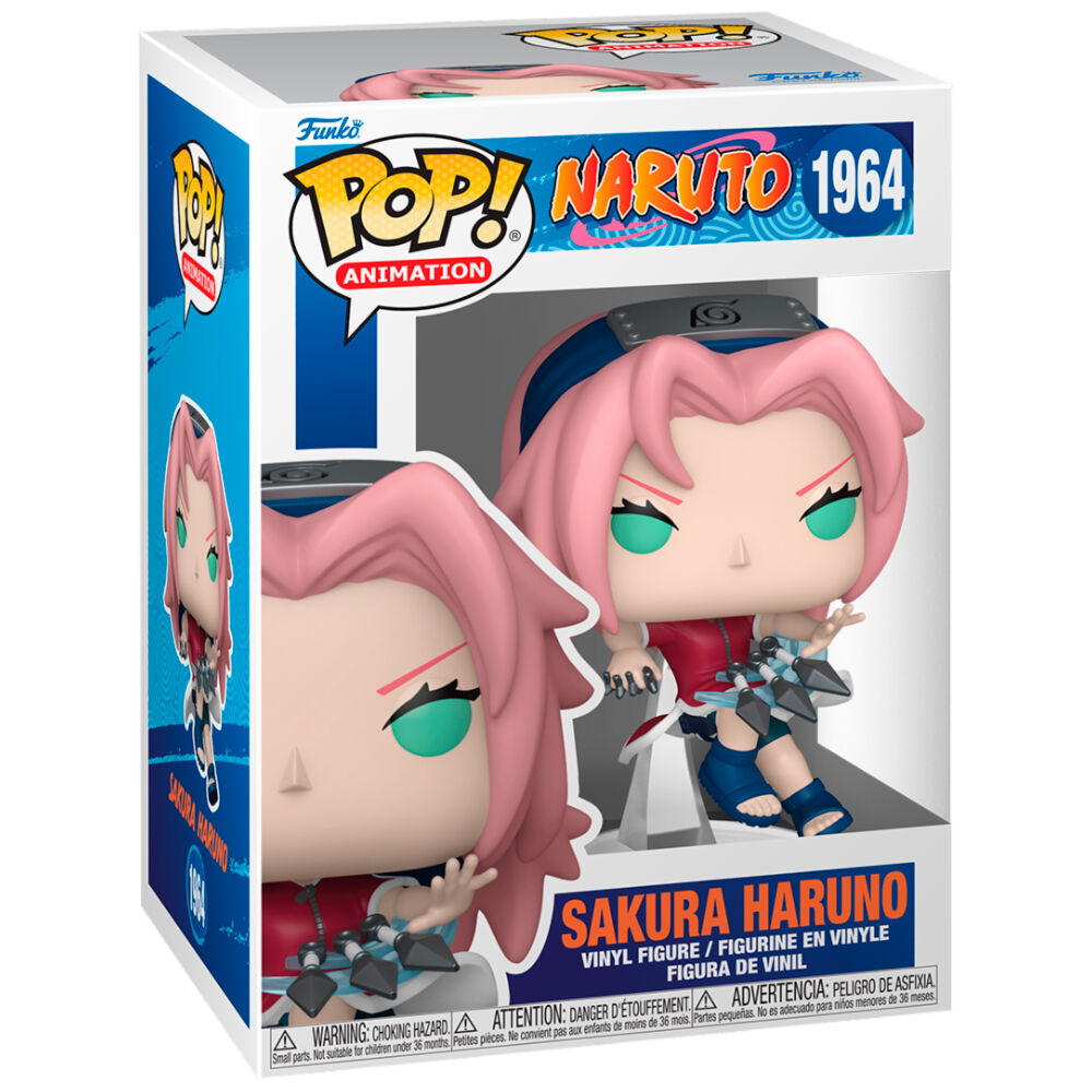 Figura FUNKO POP! de Sakura Haruno de Naruto con cabello rosa sobre una base - 2