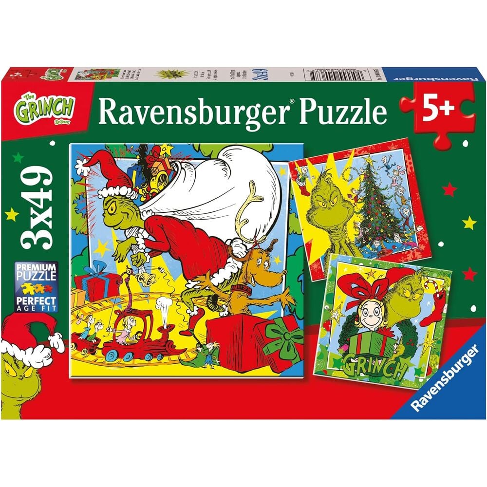 Caja de 3 puzzles Ravensburger de El Grinch de 49 piezas