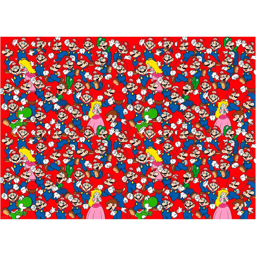 Puzzle Ravensburger Super Mario de 1000 piezas con personajes sobre fondo rojo - 2