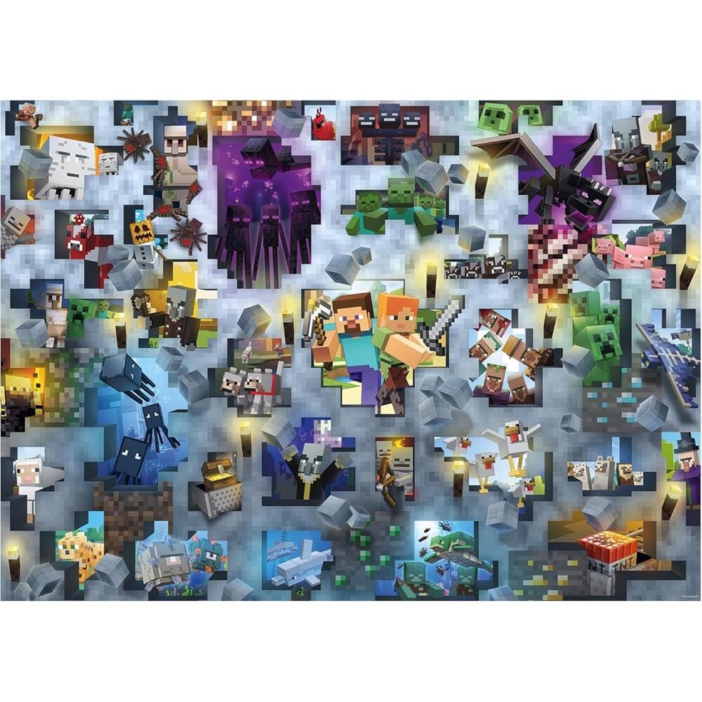Puzzle Ravensburger de 1000 piezas con personajes y criaturas de Minecraft