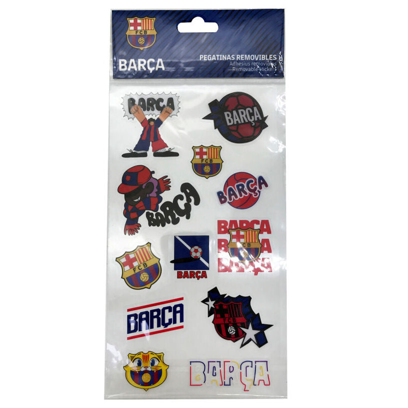 Lámina de pegatinas removibles del FC Barcelona con escudos y diseños Barça