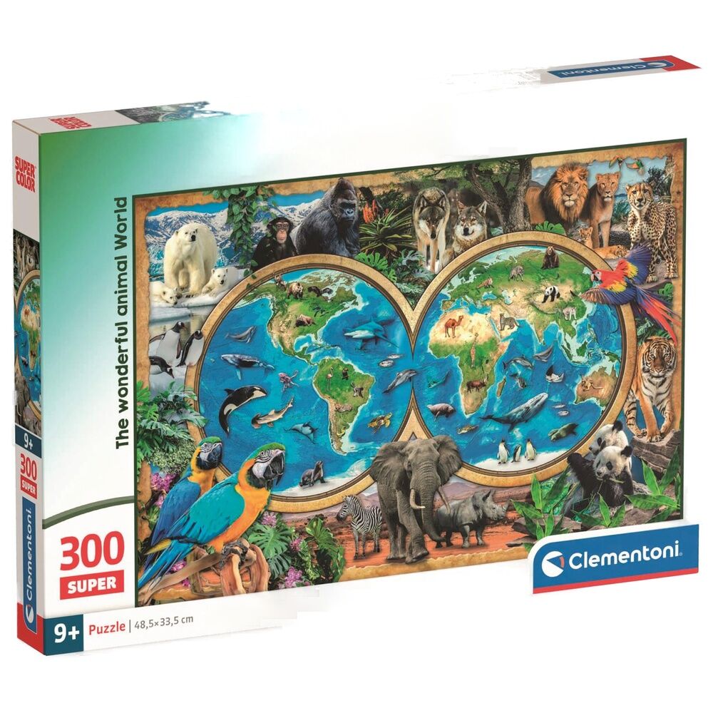 Puzzle Clementoni de 300 piezas con mapamundi y animales