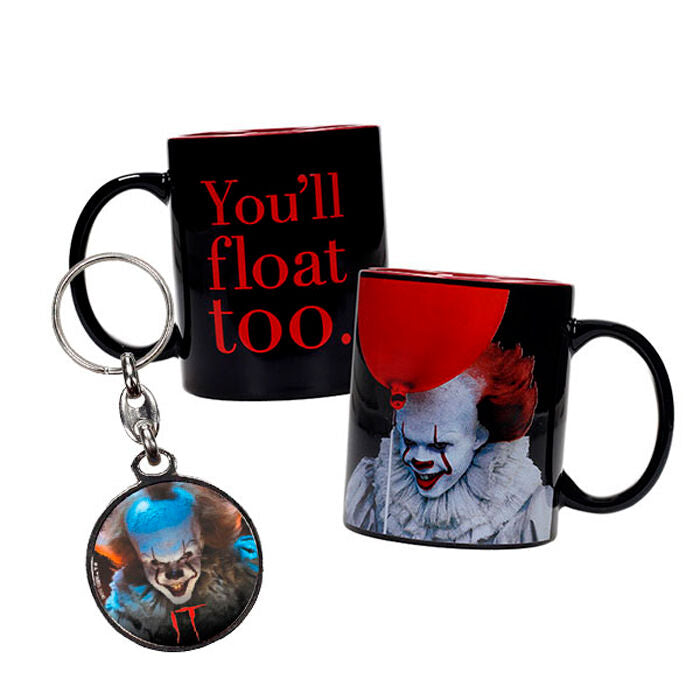 Taza negra de Pennywise con llavero metálico de IT