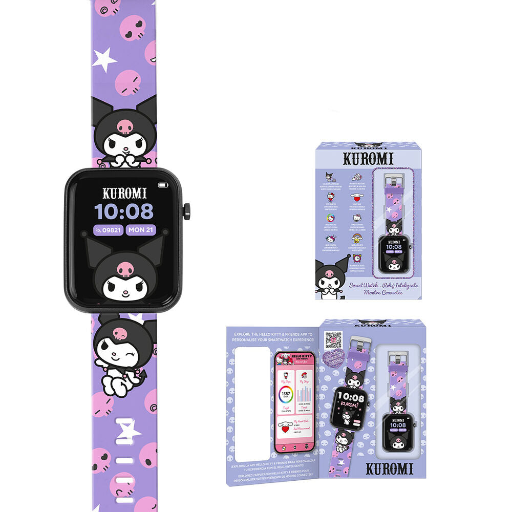Reloj interactivo Kuromi Hello Kitty con correa morada