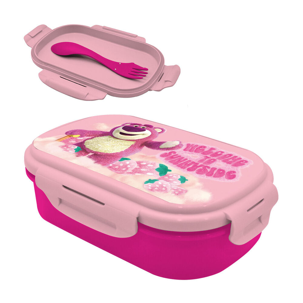 Sandwichera rosa de Lotso Toy Story con cubierto