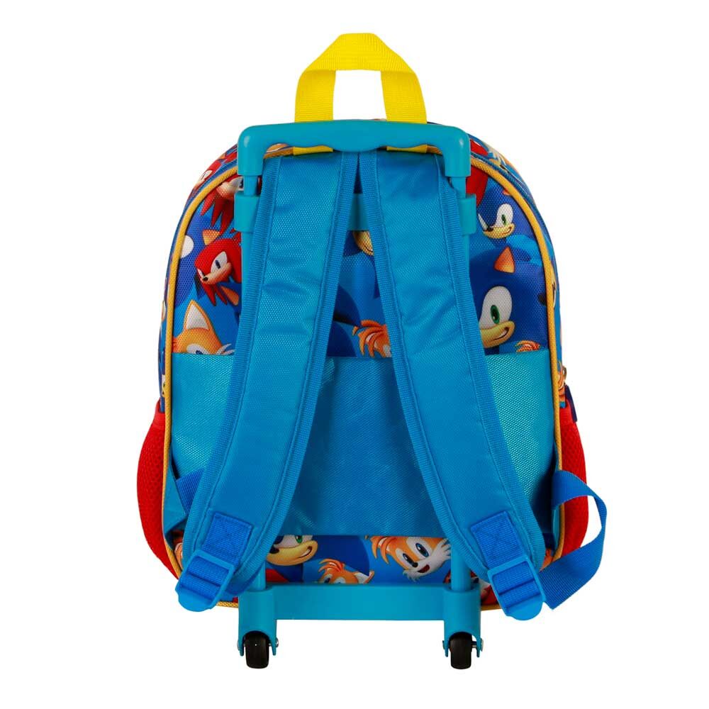 Trolley mochila 3D azul de Sonic The Hedgehog con ruedas - 4