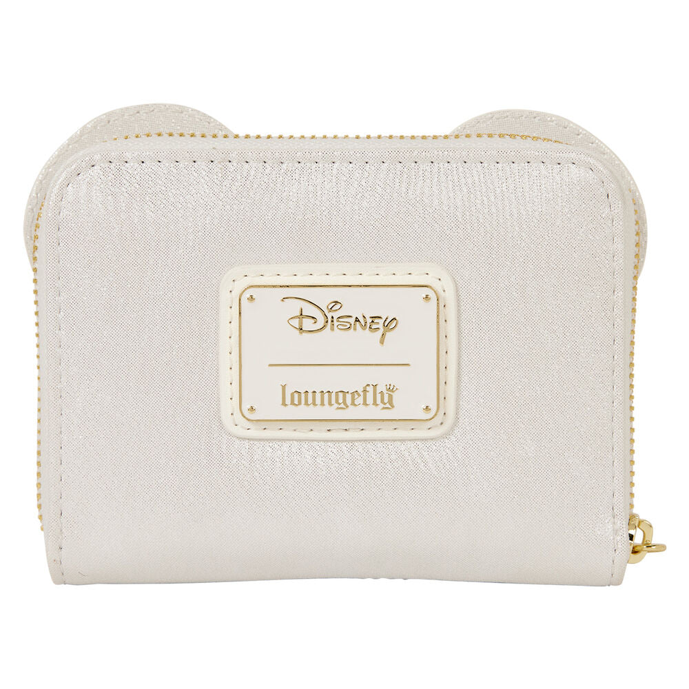 Cartera Boda Minnie Disney Loungefly blanca con lazo y corazón dorado - 4