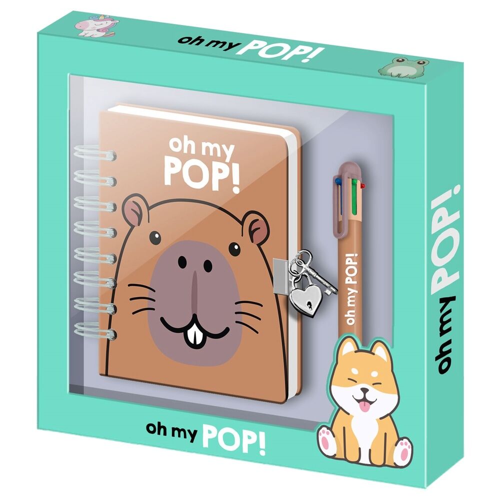 Diario A5 de capibara Oh My Pop! con bolígrafo