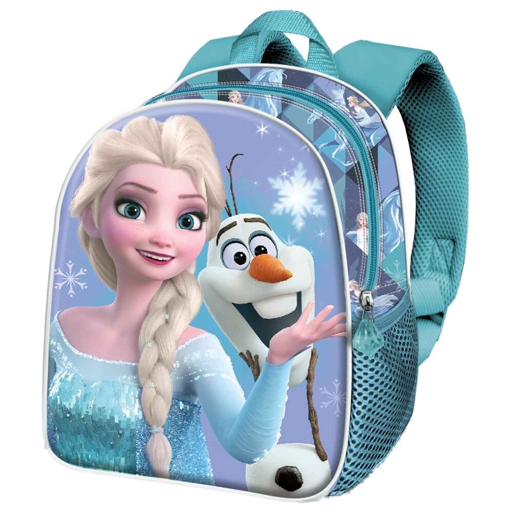 Mochila 3D Frozen 2 con Elsa y Olaf en tonos azules y turquesa
