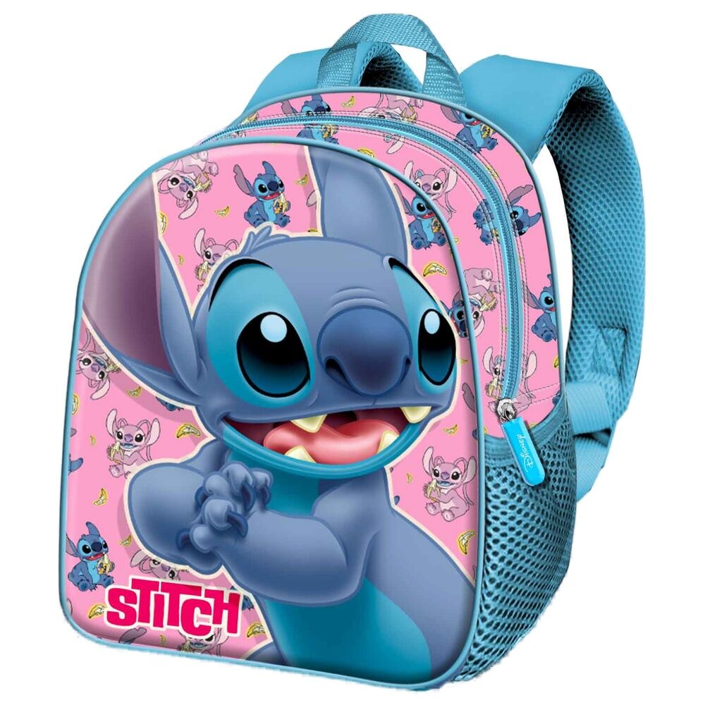 Mochila 3D rosa y azul con diseño de Stitch Disney