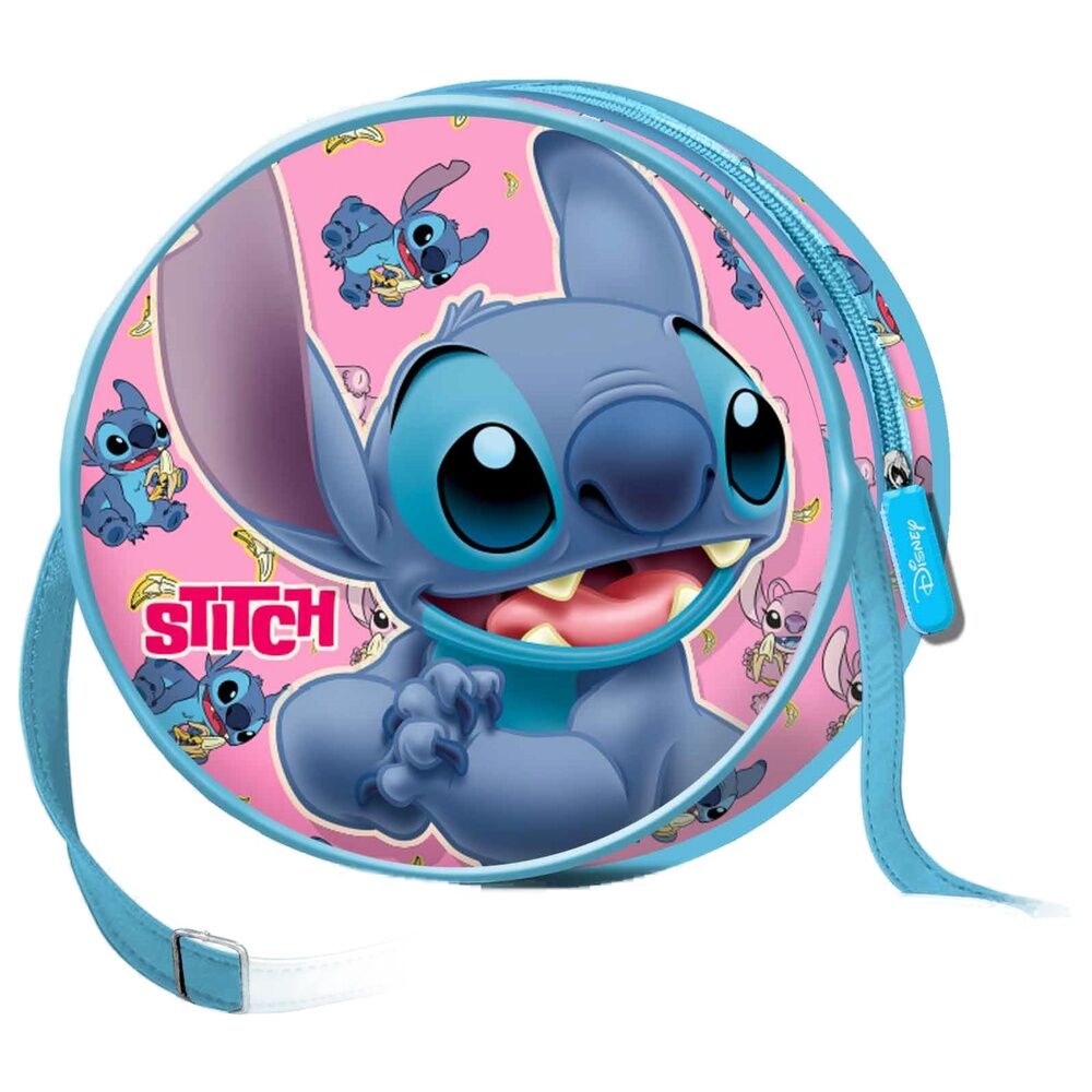 Bolso bandolera redondo de Stitch Disney en rosa y azul