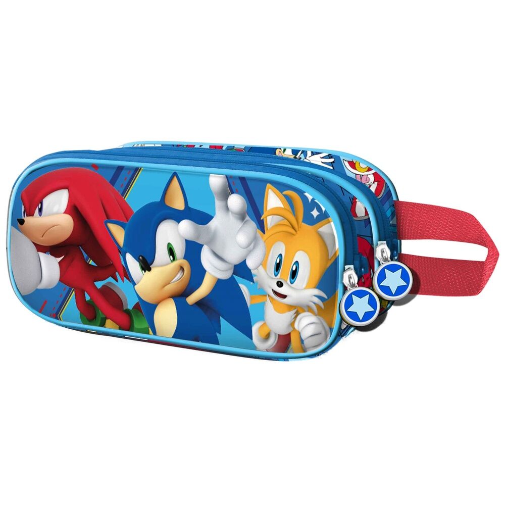 Portatodo doble 3D de Sonic the Hedgehog con Sonic, Tails y Knuckles