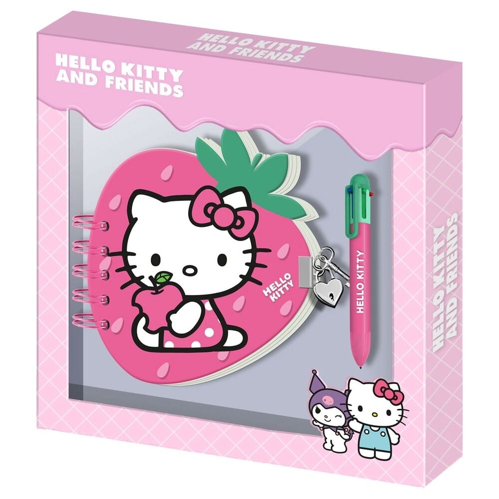 Diario de fresa Hello Kitty and Friends con bolígrafo rosa