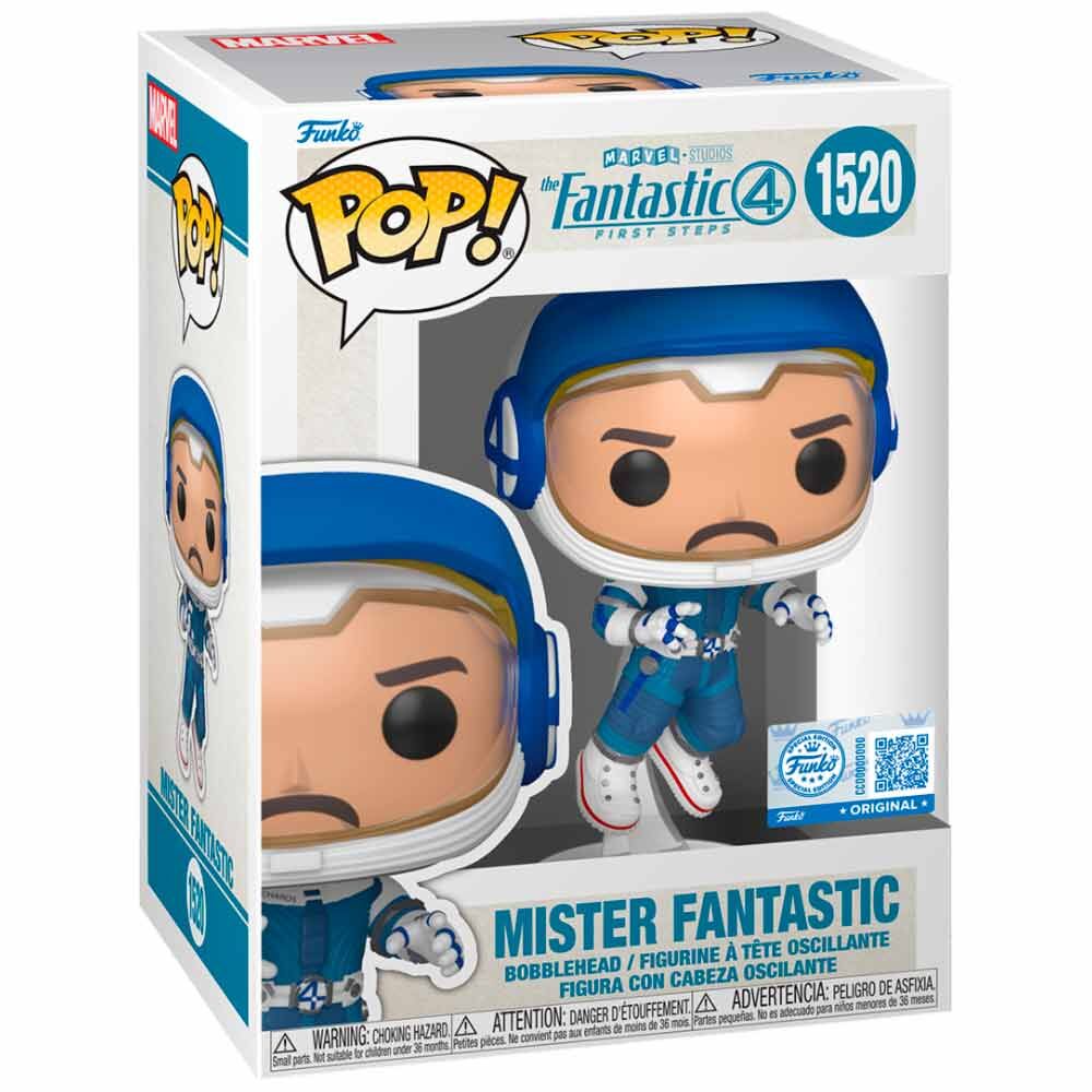 Figura Funko POP! de Mister Fantastic con traje azul y casco - 2
