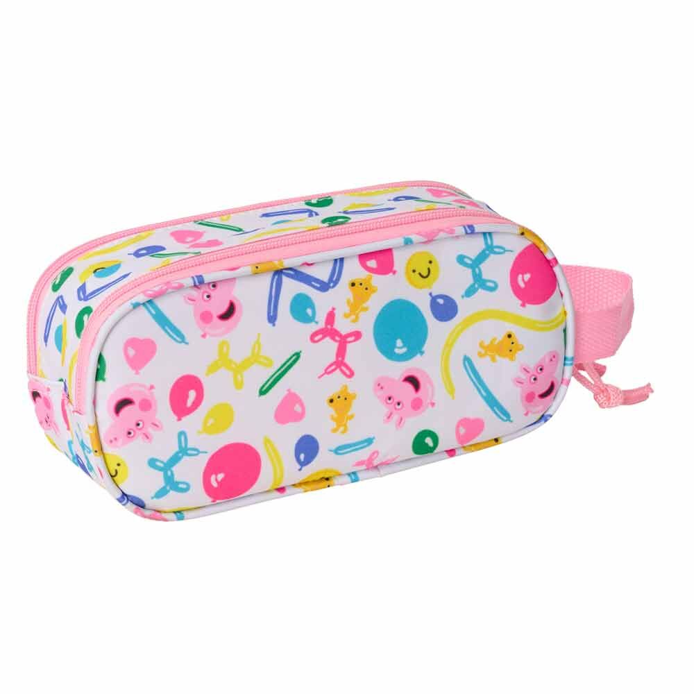 Portatodo doble 3D de Peppa Pig azul y rosa con dos cremalleras - 3